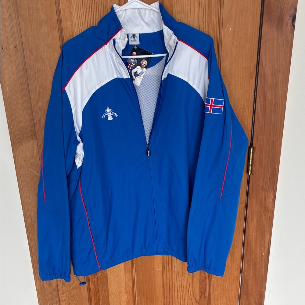 Blue and White Windbreaker Jacket